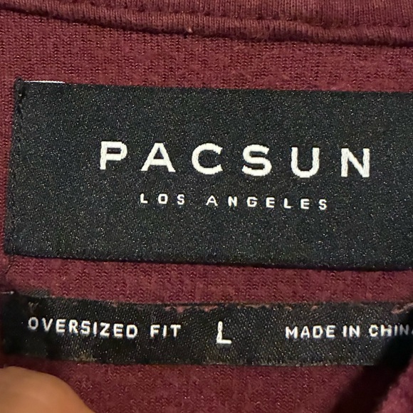 PACSUN BURGUNDY HOODIE SWEATER, LARGE - Picture 3 of 4